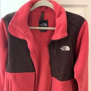 Women pink/brown Denali north face jacket medium
